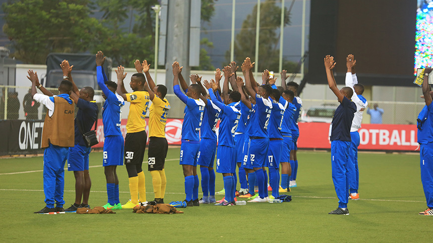 Players thank their supporters after  0-0 draw against Enyimba FC in Kigali