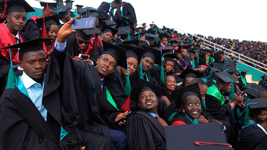 Students from the University of Rwanda during the graduation ceremony held at Amahoro National Stadium last year. 