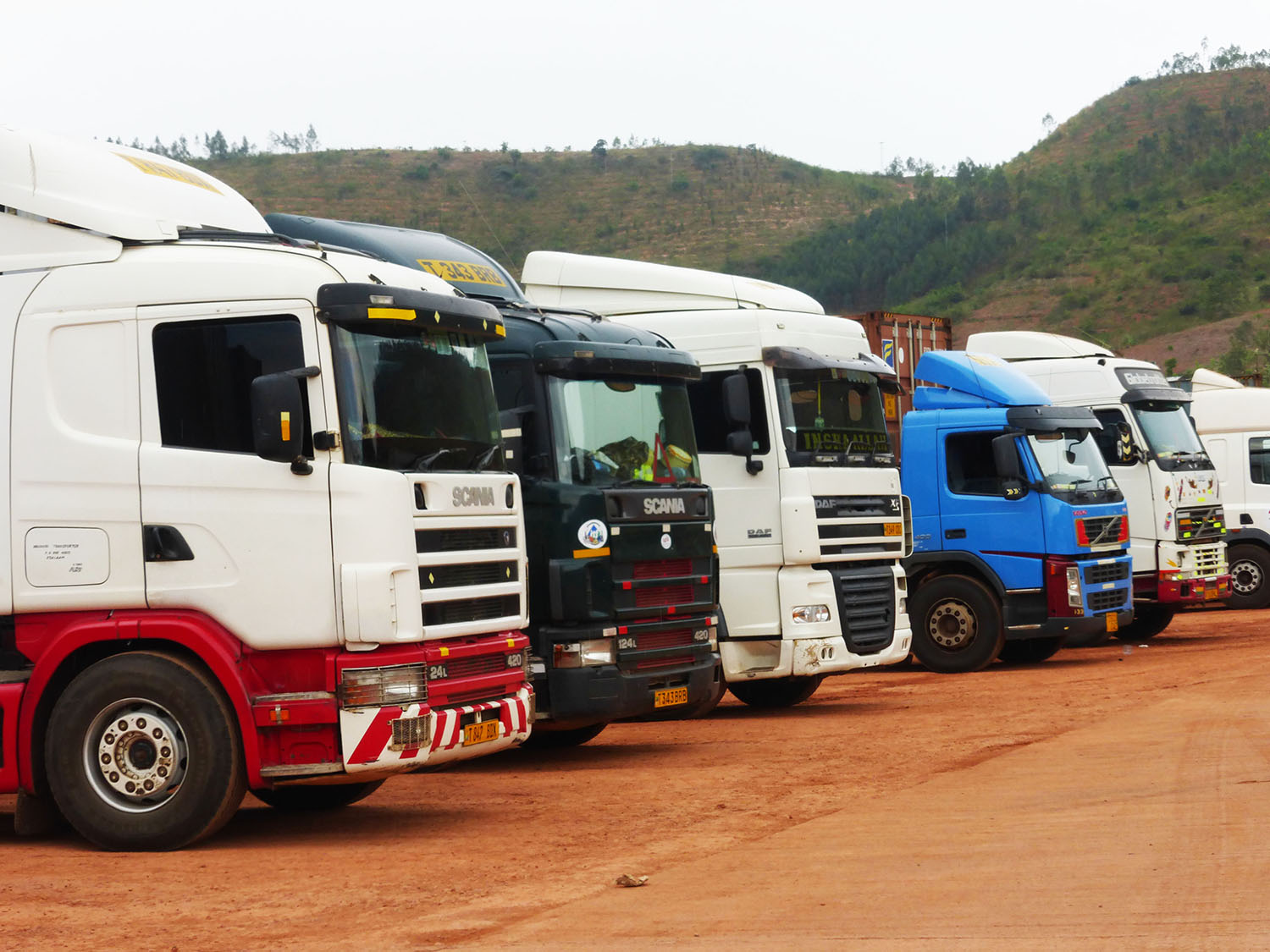 Cross-border trucks at Rusumo One-Border Post. Sam Ngendahimana.