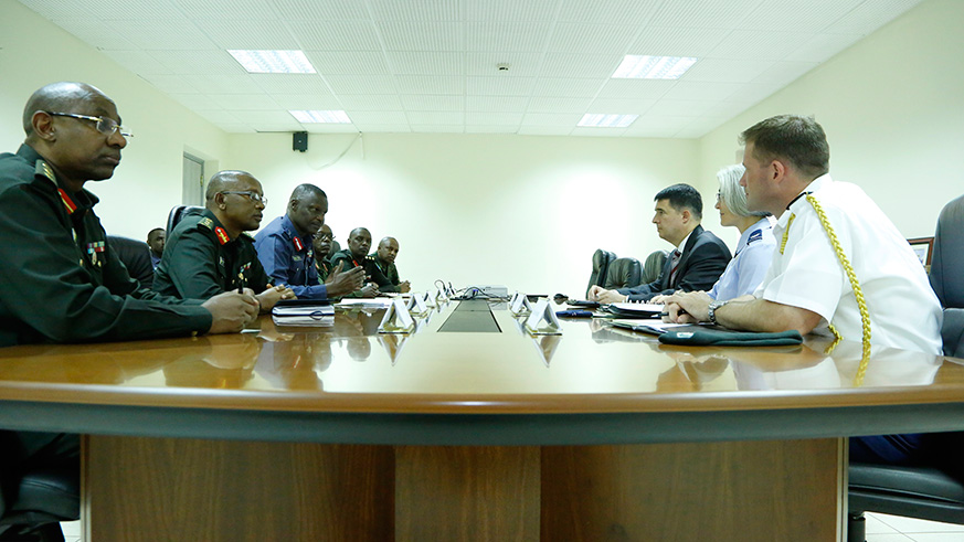 The National Defence University delegation from the US was led by Benjamin Crocket, NDU associate dean, while the RDF team was led by Maj Gen Charles Karamba, the Air Force Chief of Staff. Courtesy.