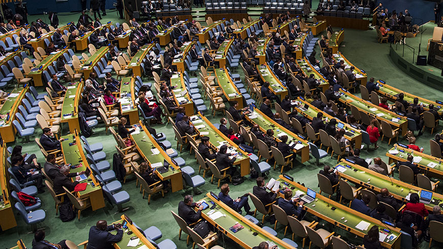 Delegates at the opening session of the 73rd UN General Assembly in  New York yesterday. Courtesy.
