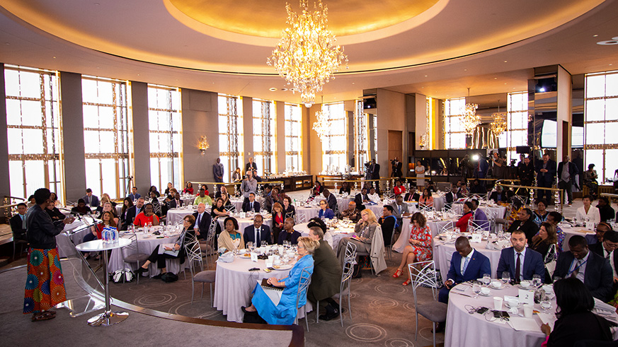 First Lady Jeannette Kagame and other dignitaries at the resource mobilisation event for the u2018Free to Shineu2019 campaign that seeks to eliminate HIV/AIDS among newborns and their mothers. The event was held on the margins of UNGA in New York City. 