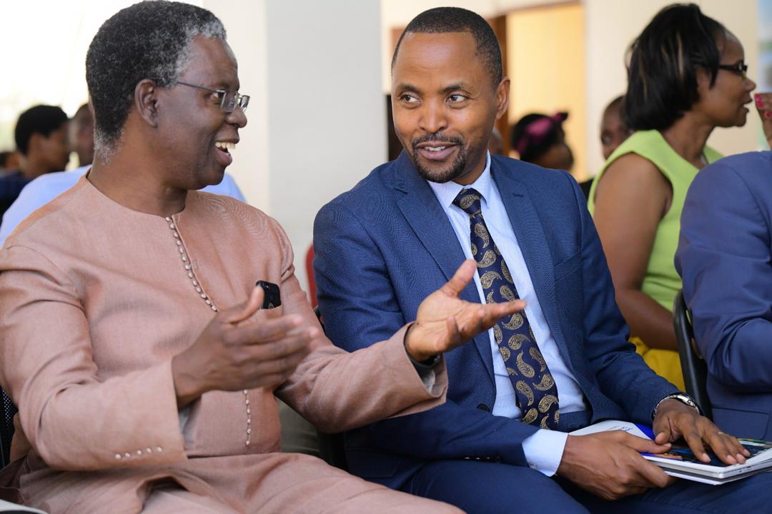 Fodu00e9 Ndiaye (left) and Minister Rurangirwa at the event in Kigali on Monday. Diane Mushimiyimana.