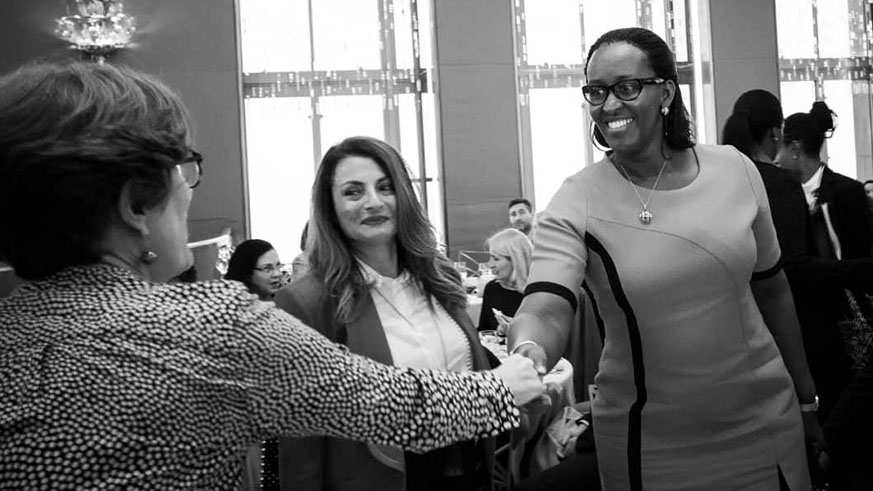 First Lady Jeannette Kagame and other dignitaries at the resource mobilisation event for the â€˜Free to Shineâ€™ campaign that seeks to eliminate HIV/AIDS among newborns and their mothers. The event was held on the margins of UNGA in New York City. 
