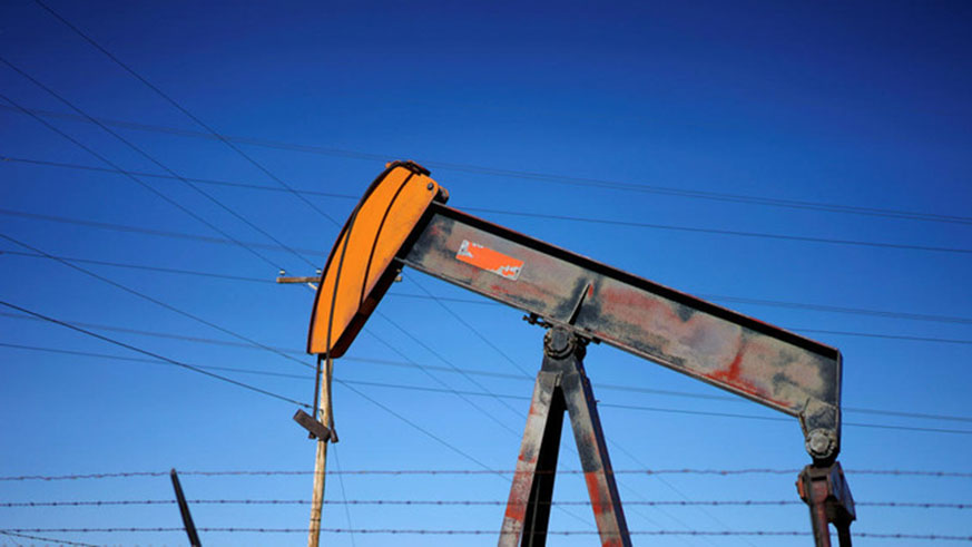 An oil well pump jack is seen at an oil field supply yard near Denver, Colorado, U.S., February 2, 2015. 