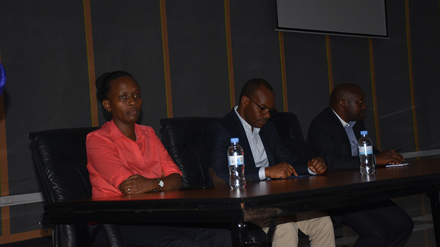 (L-R) Mayor of City of Kigali, Marie-Chantal Rwakazina, MoS Harelimana and Executive Secretary of Eastern Province (host province), Kizito Habimana.