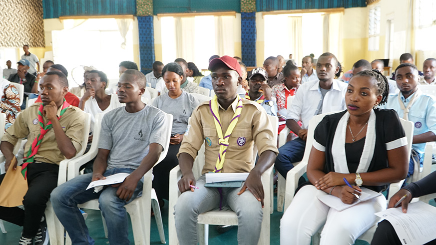 Some of the youth who took part in the discussions on peace building in Rubavu District on Wednesday. (Du00e9siru00e9 Muhire)