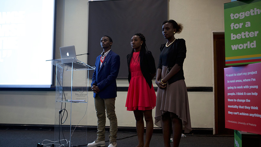 The trio who founded Rwanda Youth Initiative for Agricultural Transformation say they are on a mission to improve the livelihoods of farmers. Courtesy.