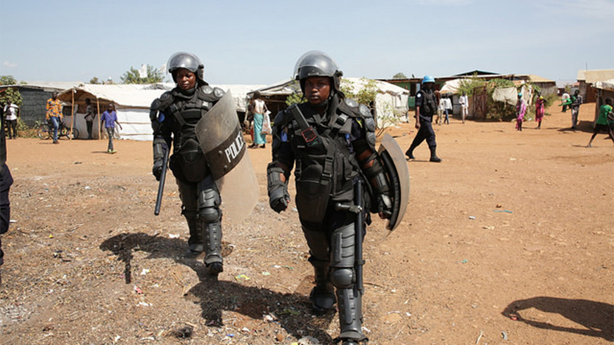 Female Rwandan police officers during a patrol in South Sudan. Courtesy.