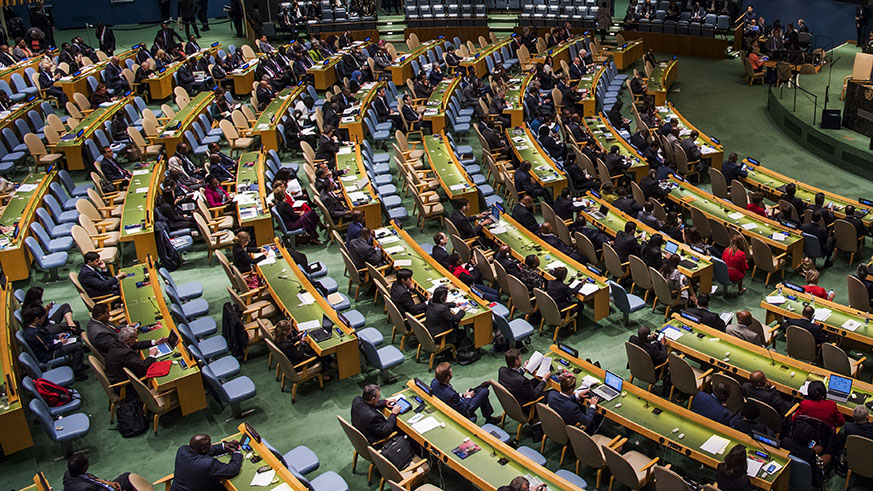 Delegates at the opening session of the 73rd UN General Assembly in New York yesterday. Courtesy.