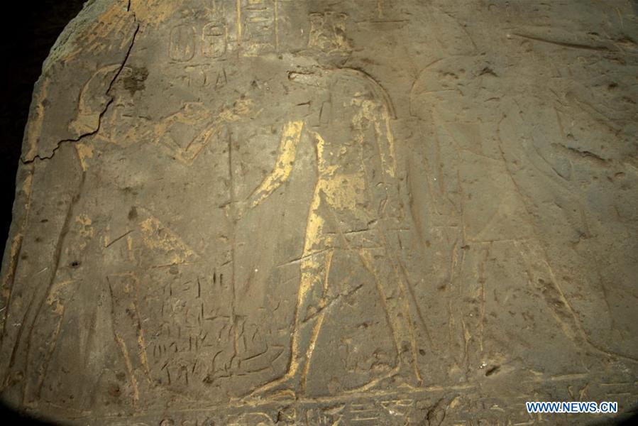 The undated photo shows an ancient sandstone painting in Aswan, Egypt. /Xinhua
