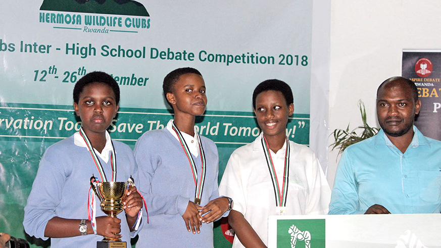 Lyce Notre dame de citeau students after wining the inter-high school debate on conservation. / Diane Mushimiyimana