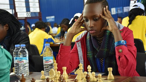 Christella Uwamahoro, 14, seen here during round 7 will play on board four in round 9 today, Wednesday. Courtesy