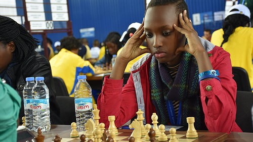 Christella Uwamahoro, 14, seen here during round 7 will play on board four in round 9 today, Wednesday. Courtesy
