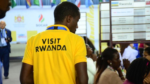 Team Rwanda Captain Valentin Rukimbira is spotted here watching the Women team in action during round 7 on Monday. Courtesy