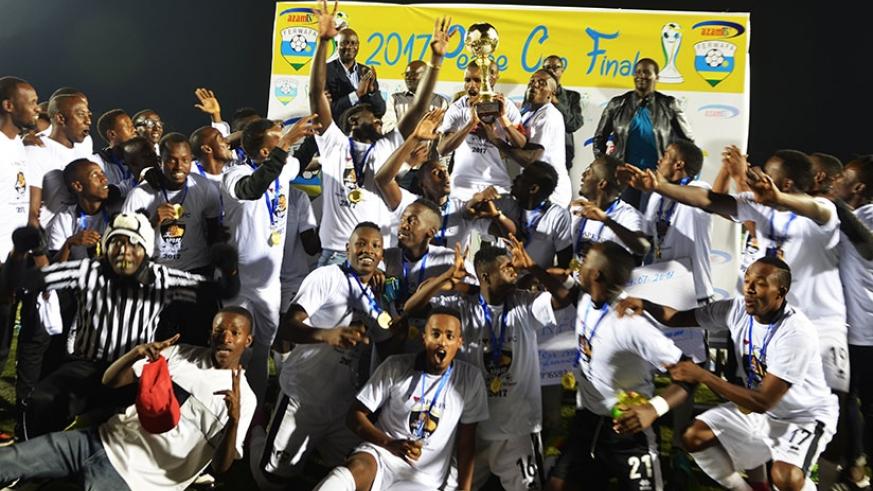 APR players and coaching staff in wild celebrations after being crowned the 2017 Peace Cup champions. (File)