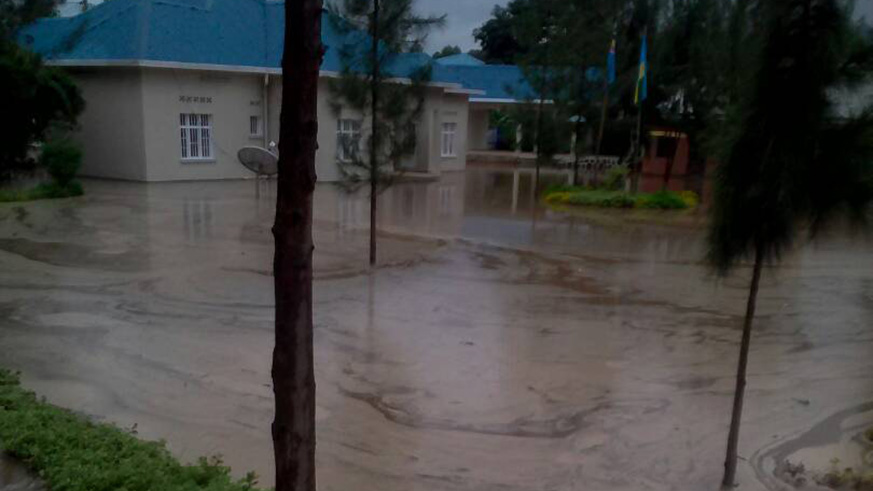 Rugarama Sector offices that were flooded in May this year. Heavy rains mixed with violent winds are expected in some parts of the country from October 9 and 13. Regis Umurengezi.