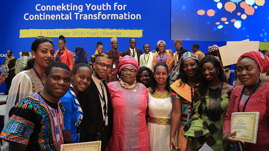 Delegates in a group photo at the closing of Youth Connekt Africa Summit in Kigali yesterday. Nadege Imbabazi.