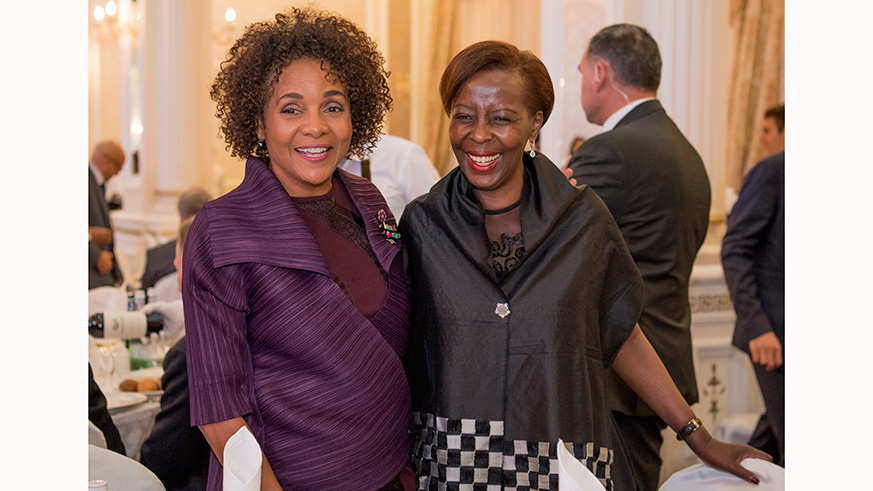 Mushikiwabo and her challenger, incumbent MichaÃ«lle Jean at the official dinner of the Conference of the Ministers of the Francophonie in Armenia this week.