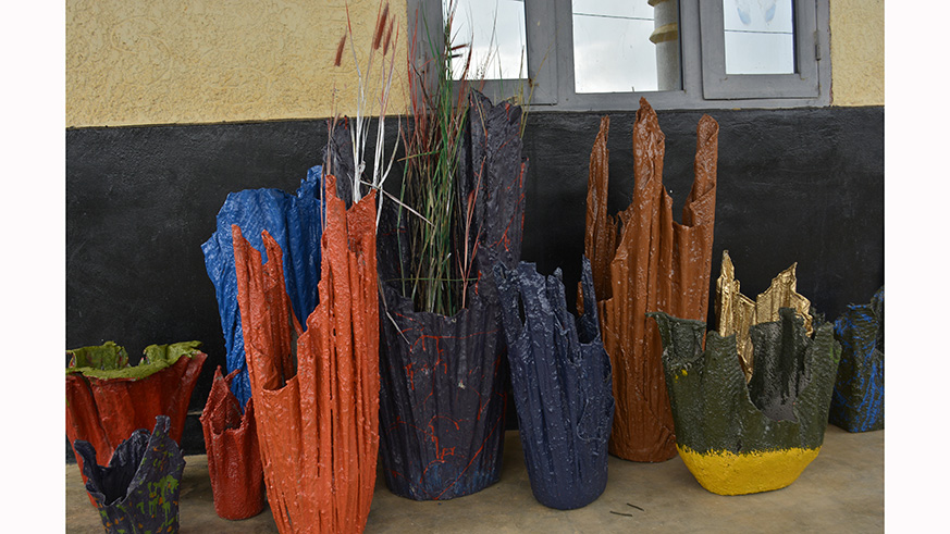 The entreprenuer produces different sizes of the vases.These are finished  products./Photo by Frederic Byumvuhore