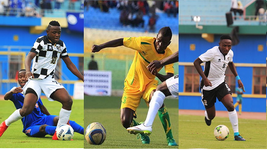 From L-R: Muhadjili Hakizimana, Jean Claude Ndarusanze and Djihad Bizimana are the shortlisted candidates for the 2017-2018 Ferwafa Player of the Year award. Sam Ngendahimana.