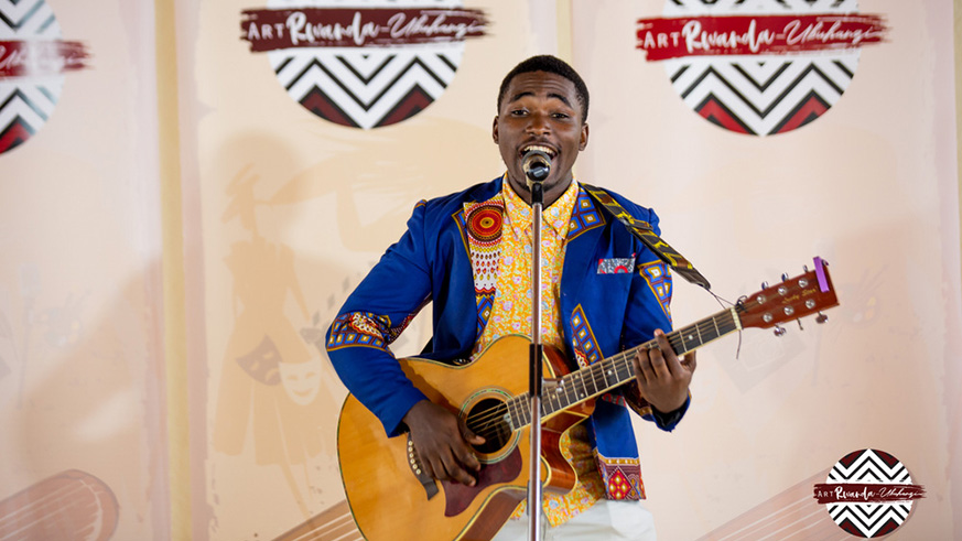 A male contestant before the judges during the talent search competition. 