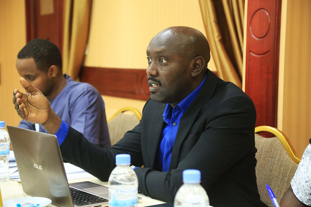 Rwandan advocate Happy Mukama makes a point as East African Legislative Assembly members conducted a public consultation on the EAC Whistleblowers Protection Bill 2018 in Kigali yesterday. / Sam Ngendahimana.