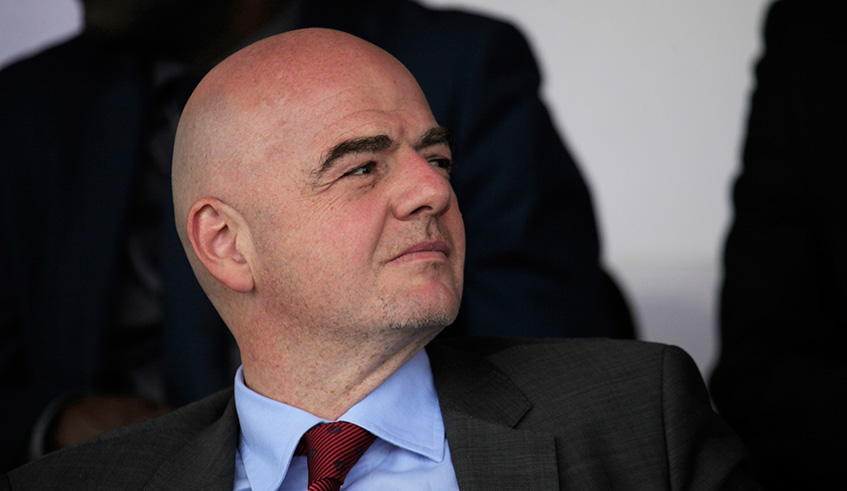 FIFA President Gianni Infantino watches an Azam Rwanda Premier league match between Rayon Sports and Police FC  at Amahoro National Stadium on February 23, 2017. Sam Ngendahimana.