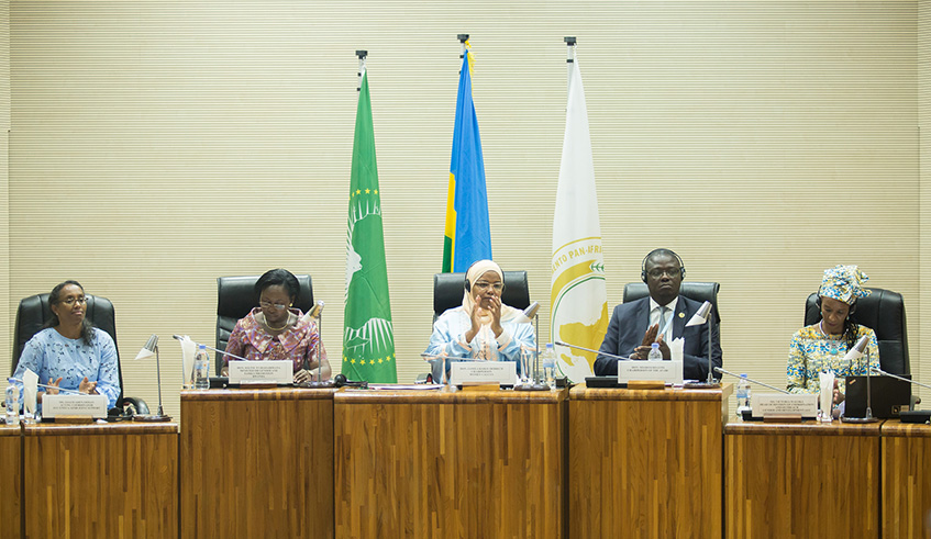 First Lady, Mrs Jeannette Kagame,  addresses the 11th Pan-African Parliament Conference on Womenâ€™s Rights at Parliament yesterday. Nadege Imbabazi.