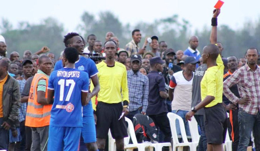 Bonfils Caleb Bimenyimana was sent off with a stright red card in the 87th minute. Courtesy.