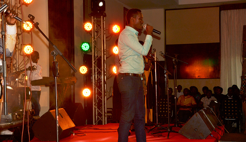 Bosco Nshuti on the stage.