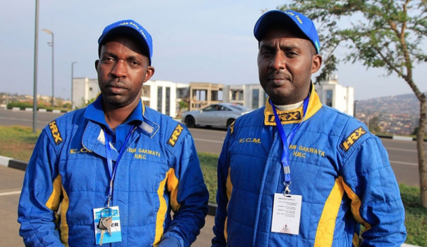 Jean Claude Gakwaya (left) and his navigator Eric Gakwaya (right) are the reigning national champions. File photo.