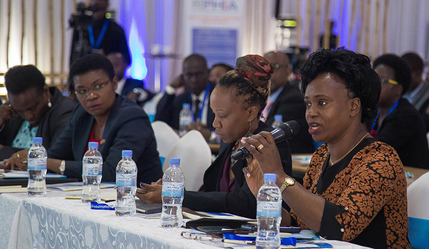 Lydia Gachungi, Regional Advisor on Safety of Journalists, UNESCO (right), makes a comment during the event yesterday. Nadege Imbabazi.