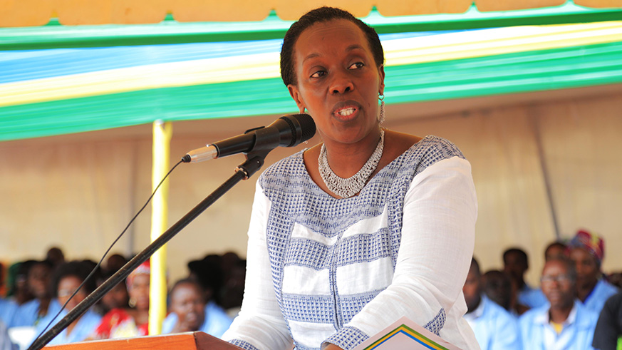 Minister for Health Diane Gashumba gives her remarks at the event. Sam Ngendahimana