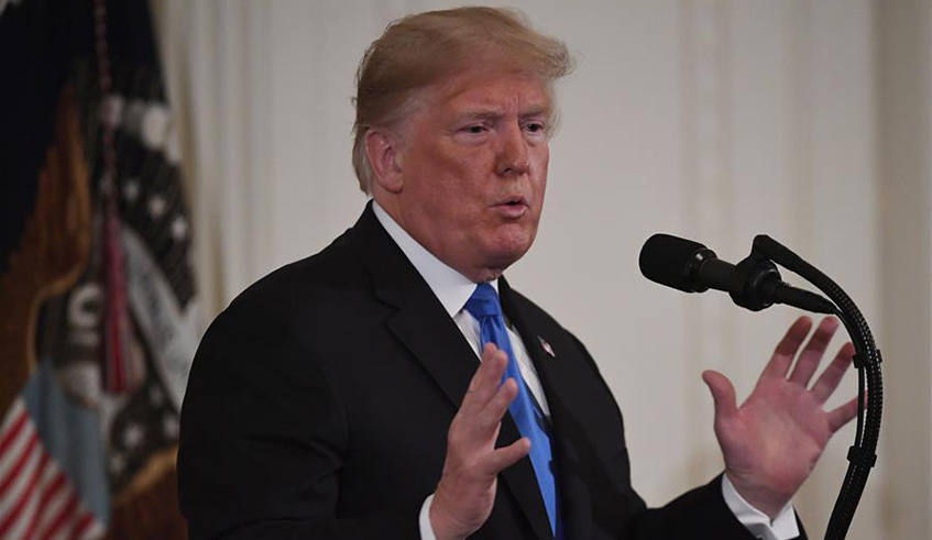 U.S. President Donald Trump attends a press conference at the White House in Washington D.C.