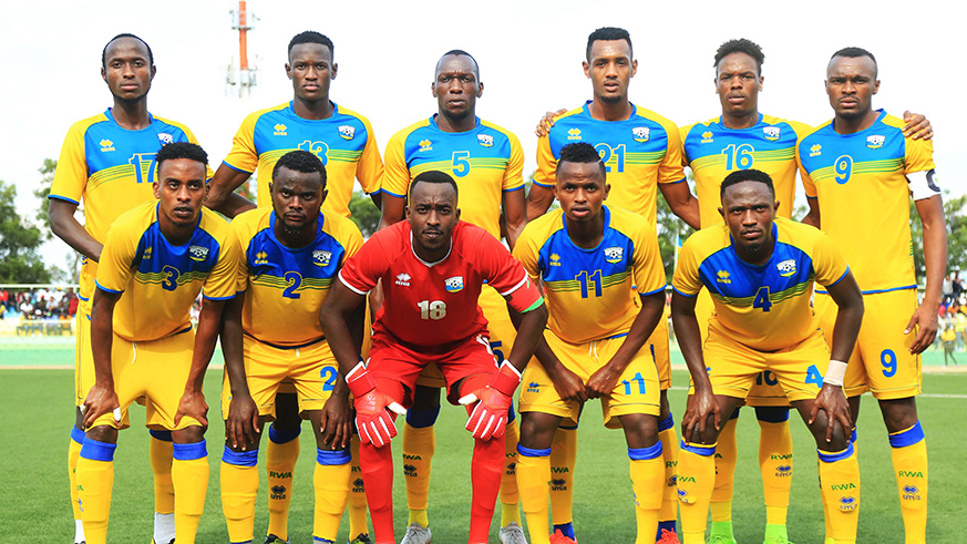Amavubi players before last monthu2019s against Guinea in Kigali. The team are in camp ahead of the CAR Clash. Sam Ngendahimana.