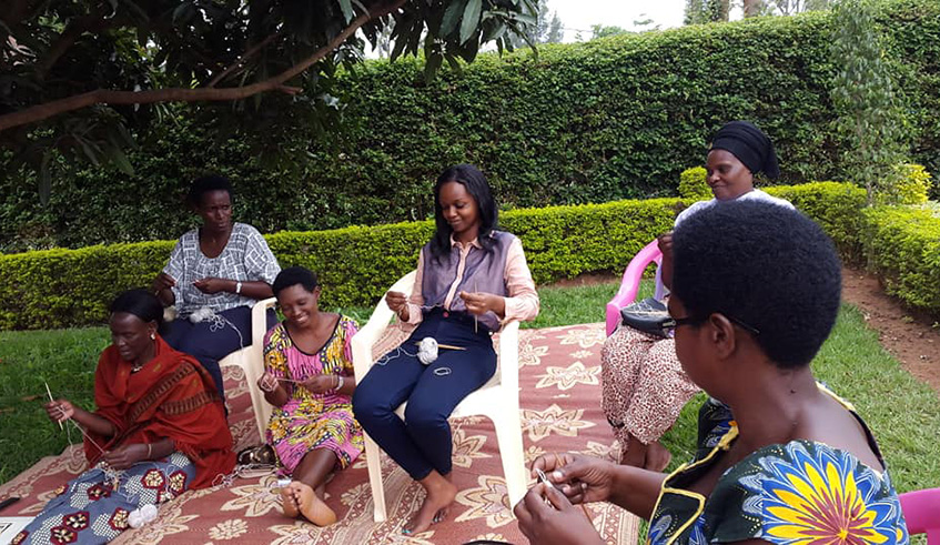 Survivors knitting prosthetics at the wellness centre.  Right: Philippa Kibugu Decuir in the wellness centreâ€™s garden that aids in horticultual therapy, and food and income generation. /Courtesy photos