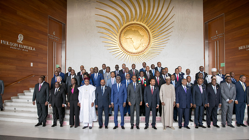 President Kagame and other Heads of State and Government at the 11th African Union Extraordinary Summit in Addis Ababa, Ethiopia yesterday. Village Urugwiro.