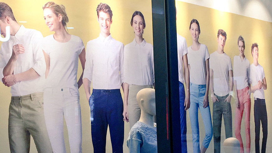 The ad outside Bossini, Kigali. Jenny Ohlsson.