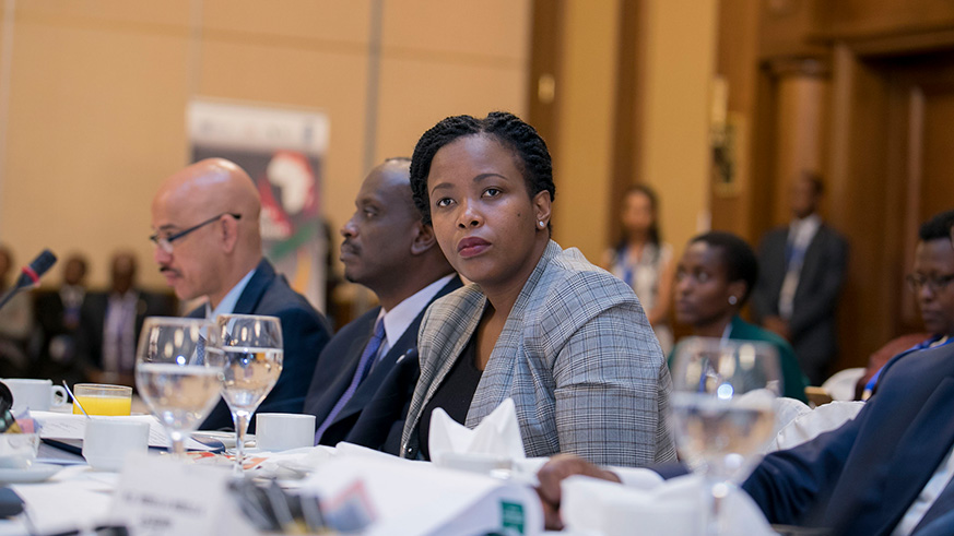 The Chief Executive Officer of Rwanda Development Board, Clare Akamanzi, at the High Level Meeting on Digital Identity held in Addis Ababa on the sidelines of the 11th Extraordinary Summit of AU. President Kagame co-chaired the meeting along with Ethiopian Prime Minister Abiy Ahmed. Urugwiro Village.
