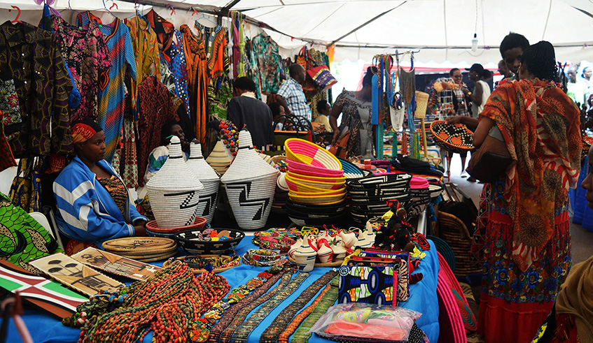 Women showcase their products at Kigali Car Free Zone. /Sam Ngendahimana 