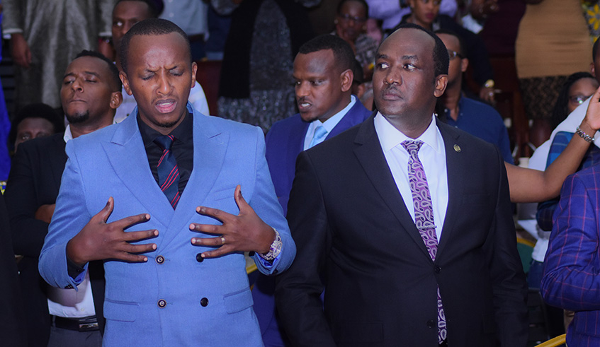 Redeemed Gospel Churchâ€™s Bishop Innocent Rugagi (right) was among hundreds who attended the Sunday concert at Dove Hotel.  