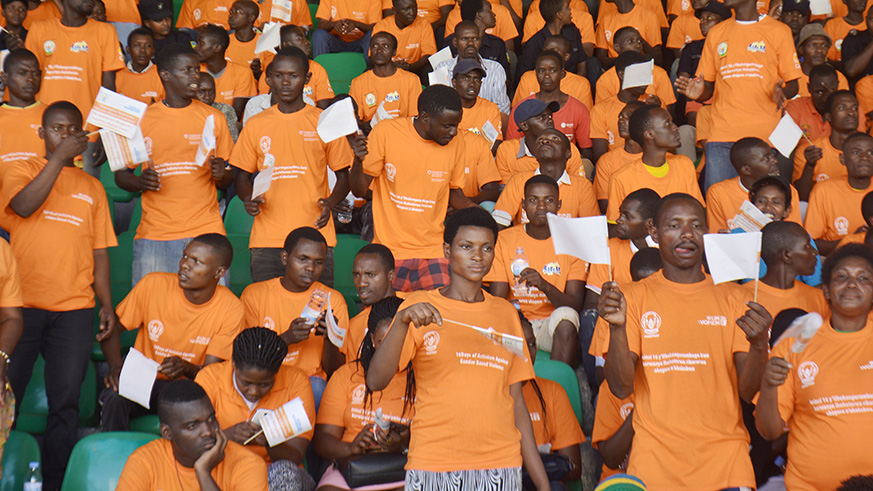 Members of the public during a walk on the occasion of the launch of the annual â€˜16 Days of Activism against Gender-Based Violenceâ€™ campaign in Kigali yesterday. The walk started from the Parliamentary Buildings in Kimihurura and ended at Amahoro National Stadium in Remera, where discussions were subsequently held.  This yearâ€™s campaign is running the national theme, â€˜Building the Family We Want. Say No To Child Defilementâ€™. Frederick Byumvuhore.