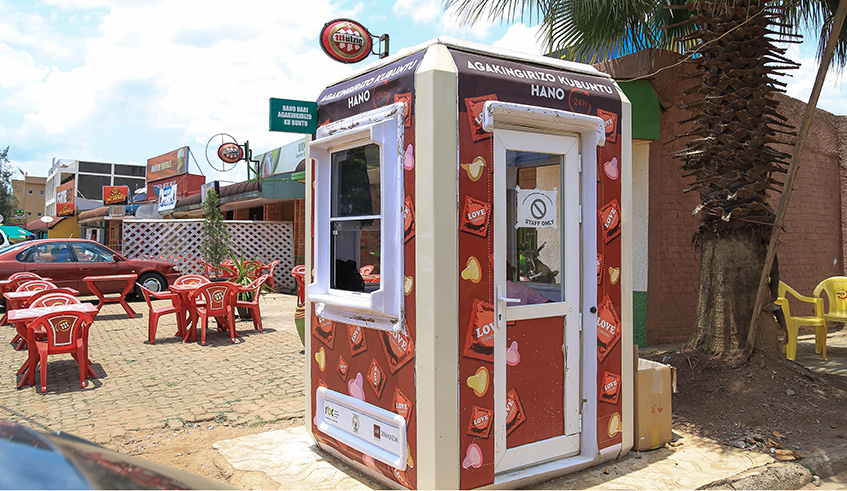 A kiosk near Amahoro Stadium in Remera where condoms are availed free of charge. The Government is planning to review the laws in order to allow more teenagers to have access to family planning methods. Nadege Imbabazi.