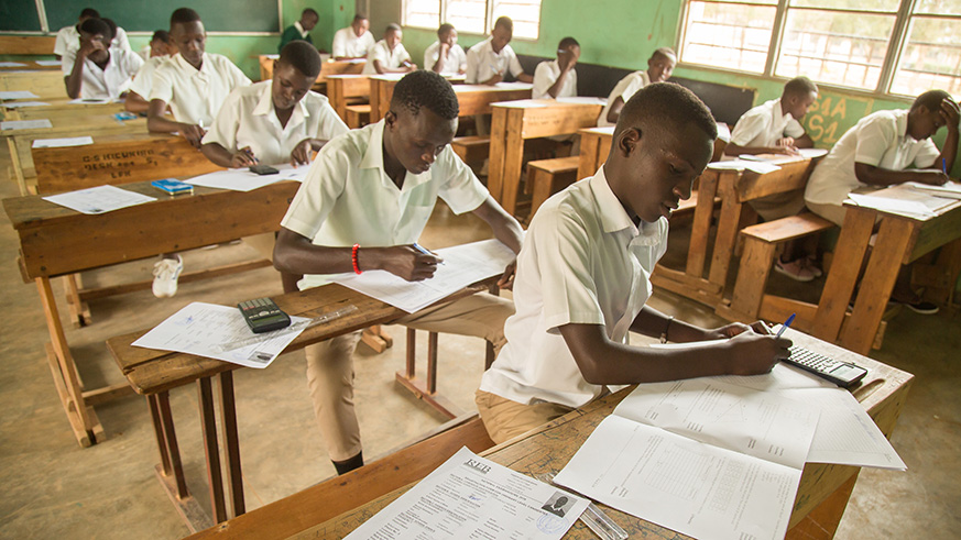 Senior six students from Groupe Scolaire Kicukiro siting for final exams.