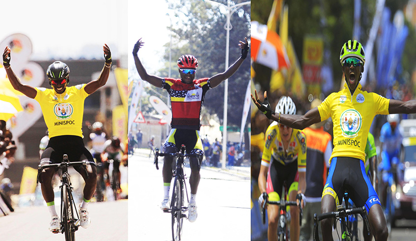 From L-R: Joseph Areruya, Bonaventure Uwizeyimana and Samuel Mugisha. The three riders have been nominated on the 15-man list. Sam Ngendahimana.