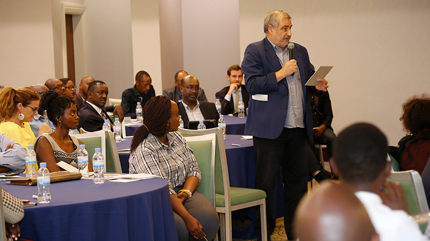 Foreign Affairs minister Dr Richard Sezibera speaks at the public lecture in Kigali on Wednesday. Courtesy.