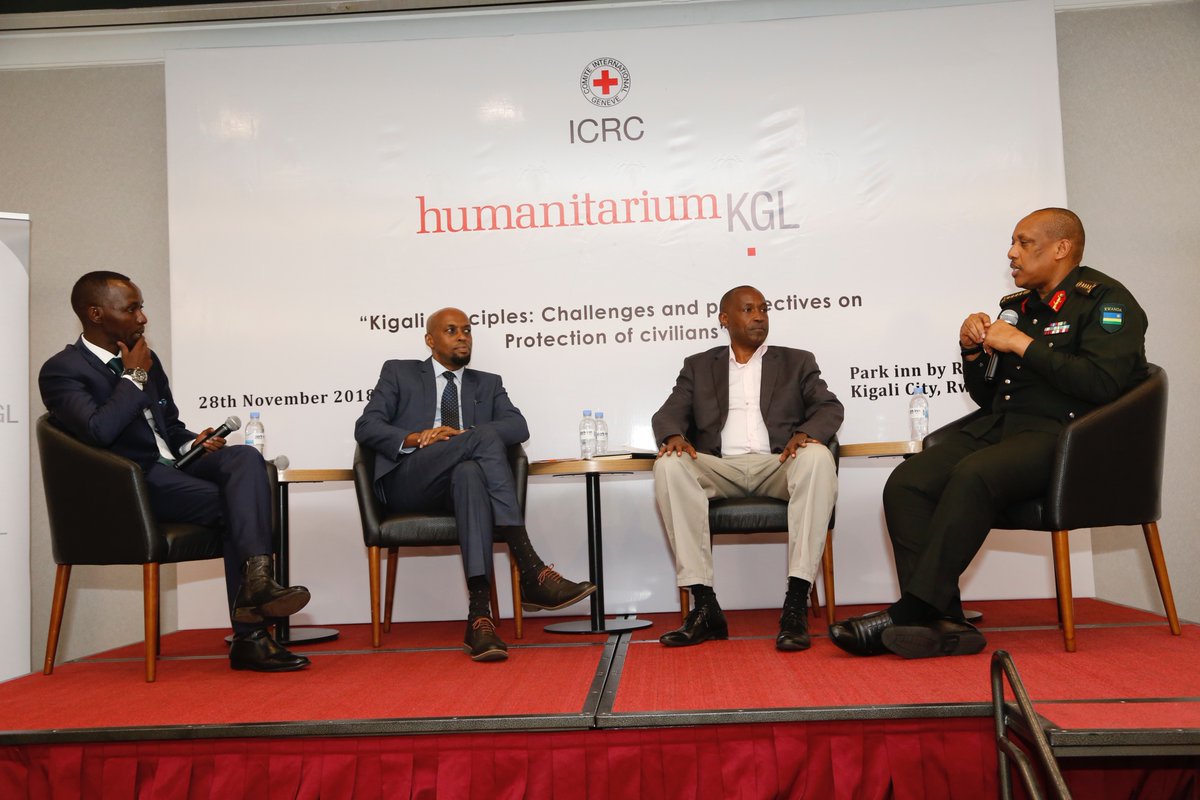 Rwanda Defence Force Chief, Gen Patrick Nyanvumba speaks during a panel discussion on Kigali Principles. He appeared on the panel alongside academics Prof Franu00e7ois Masabo, and Dr Jean-Paul Kimonyo. / Courtesy