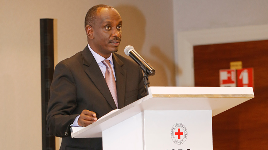 Foreign Affairs minister Dr Richard Sezibera speaks at the public lecture in Kigali on Wednesday. Courtesy.