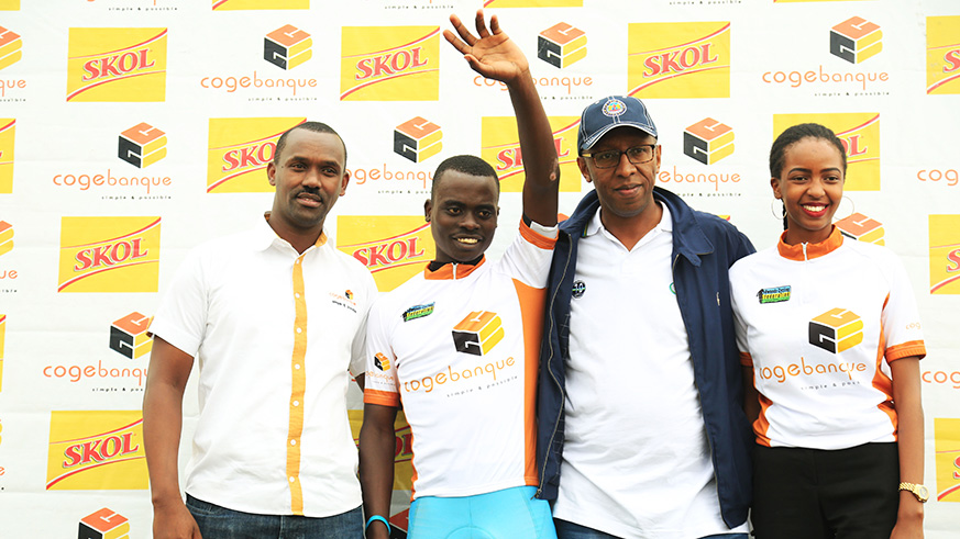 Les Amis sportifs's Barnabe Gahemba wins the race in Juniors 